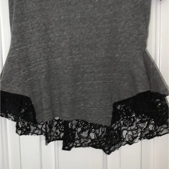 Free People gray and black lace shirt sz Small - Picture 2 of 9